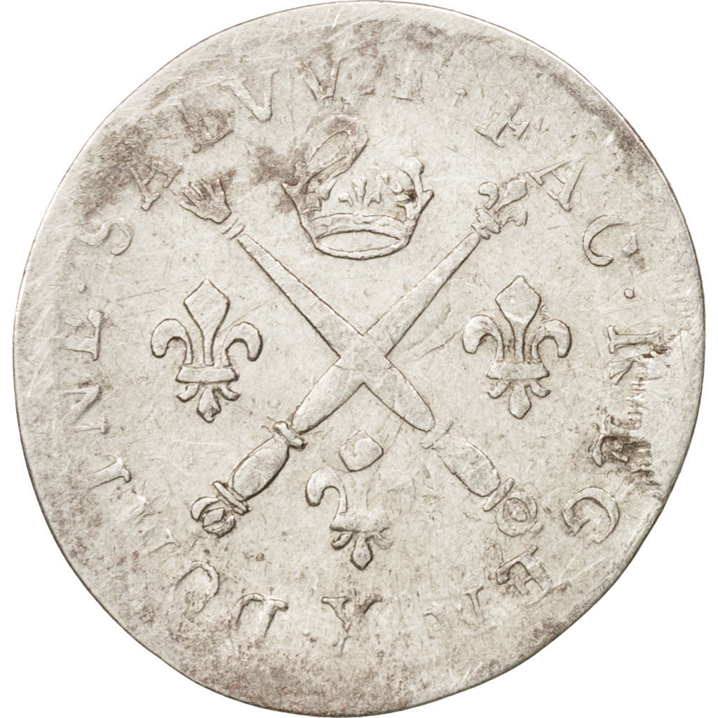 France, Louis XIV, 5 Sols aux insignes, 1702, Amiens, VF(20-25), KM:337.21