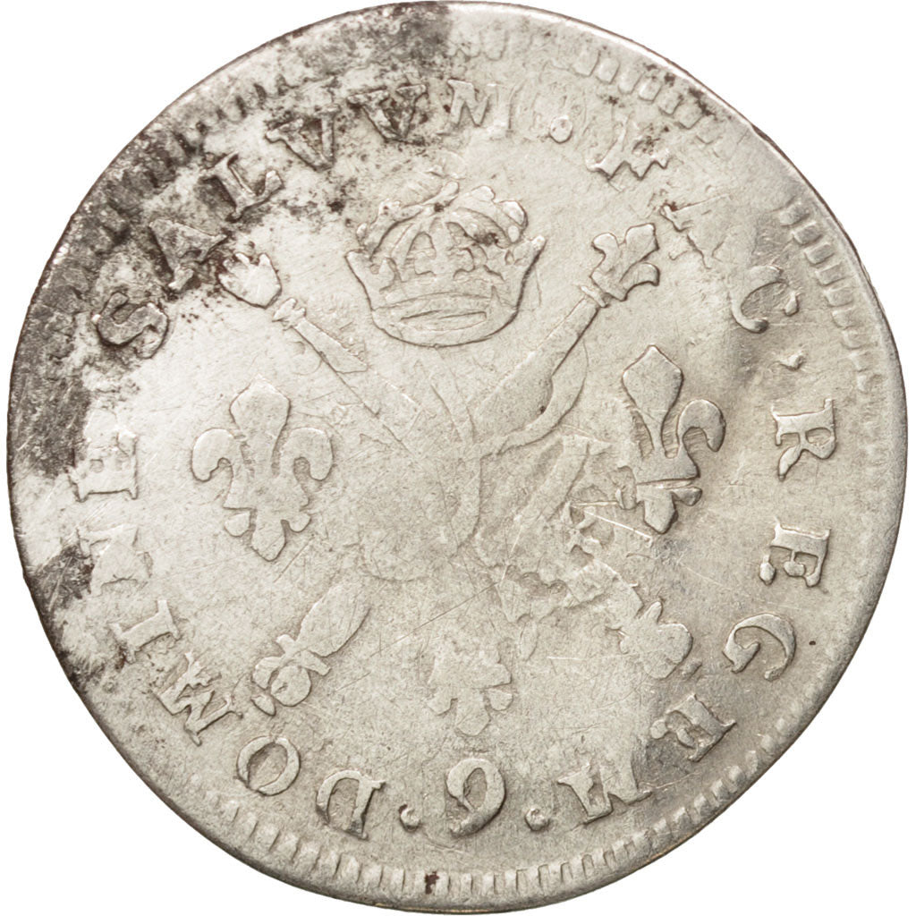 France, Louis XIV, 5 Sols aux insignes, 1702, Rennes, VF(20-25), KM:337.25