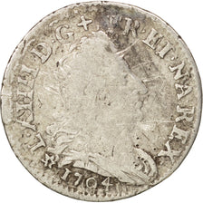 France, Louis XIV, 5 Sols aux insignes, 1704, Strasbourg, B+, Gadoury:108