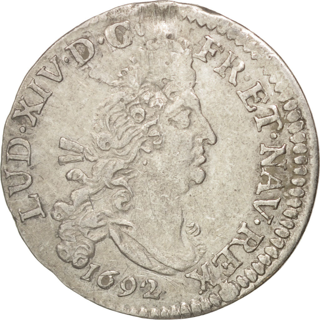 Monnaie, France, Louis XIV, 4 Sols aux 2 L, 4 Sols 2 Deniers, 1692, Dijon, TTB