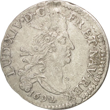 Monnaie, France, Louis XIV, 4 Sols aux 2 L, 4 Sols 2 Deniers, 1692, Dijon, TTB