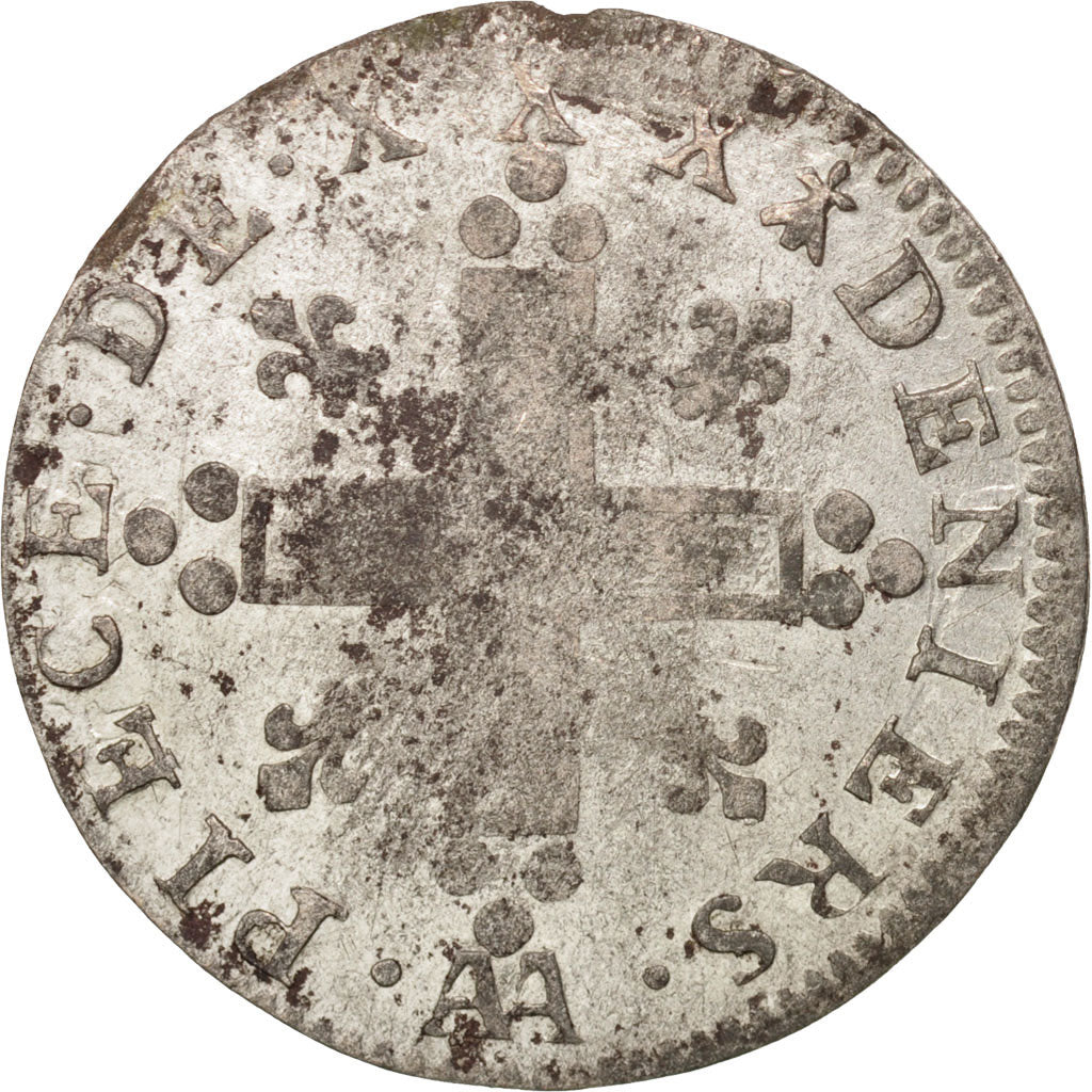 France, Louis XIV, 30 Deniers aux 2 L couronnés, 1710, Metz, TB, Gadoury:102