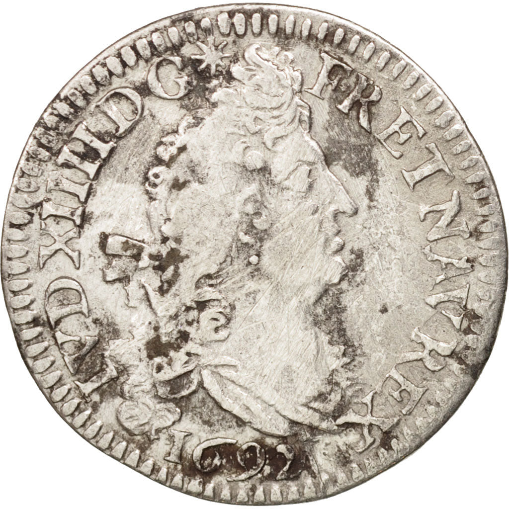 France, Louis XIV, 4 Sols aux 2 L, 1692, Paris, VF(20-25), KM:281.1