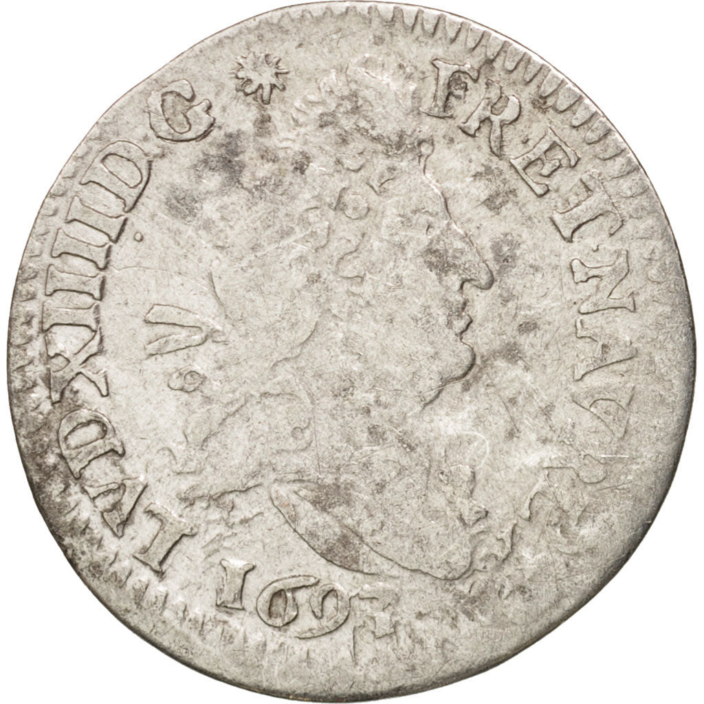 France, Louis XIV, 4 Sols aux 2 L, 1693, Paris, VF(20-25), KM:281.1