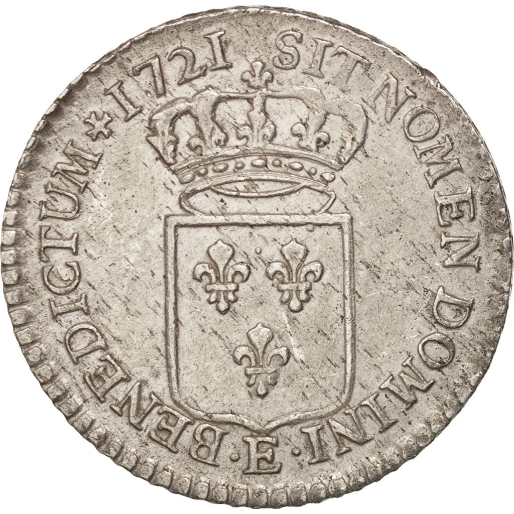 France, Louis XV, 1/3 Écu de France, 1721, Tours, EF(40-45), Silver, KM:457.7