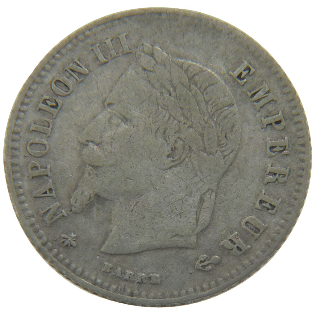 FRANCE, Napoléon III, 20 Centimes, 1866, Paris, KM #805.1, VF(30-35), Silver, G.