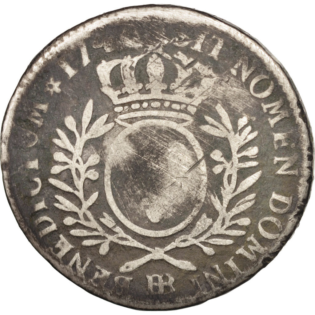 France, Louis XV, 1/2 Écu, 1740, Strasbourg, G(4-6), KM:484.4