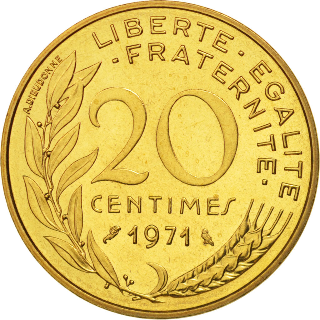 Monnaie, France, Marianne, 20 Centimes, 1971, Paris, FDC, Aluminum-Bronze