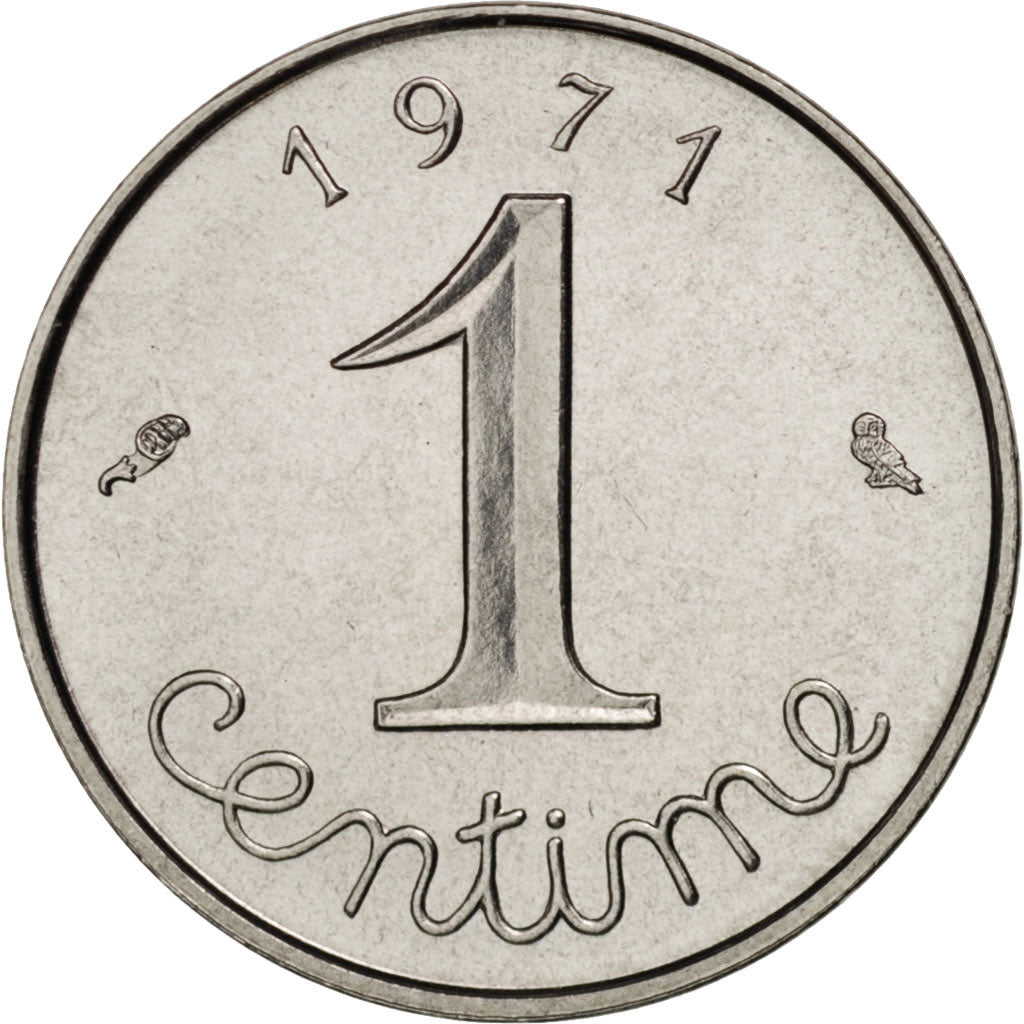 France, Épi, Centime, 1971, Paris, MS(65-70), Stainless Steel, KM:928