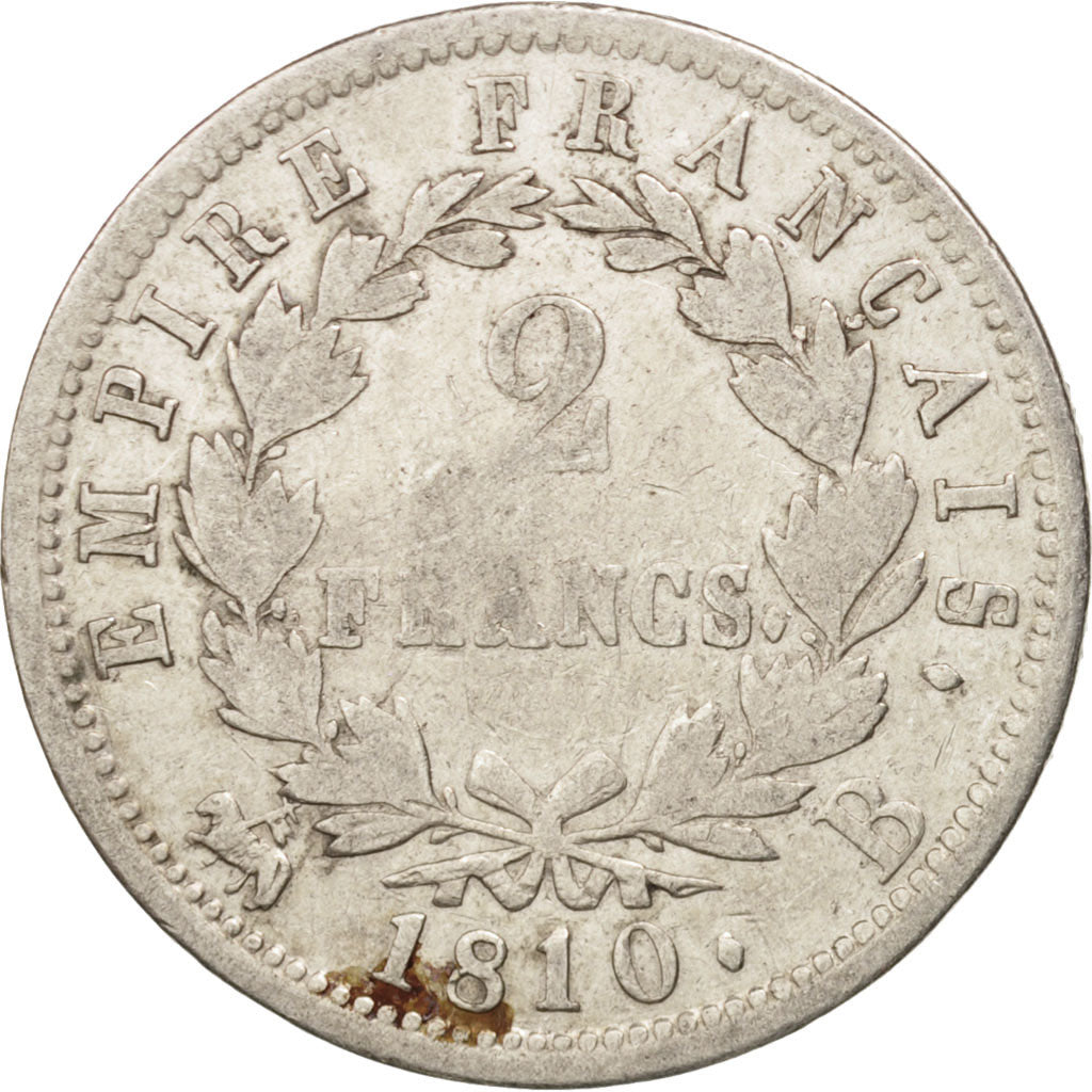 Coin, France, Napoléon I, 2 Francs, 1810, Rouen, VF(20-25), Silver, KM:693.2