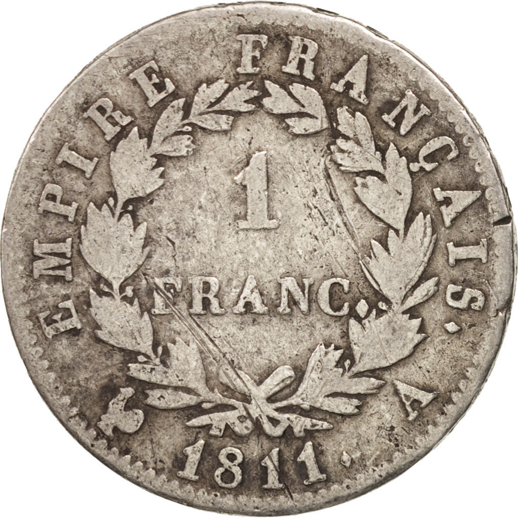 France, Napoléon I, Franc, 1811, Paris, TB, Argent, KM:692.1, Gadoury:447