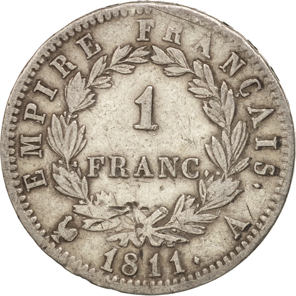 France, Napoléon I, Franc, 1811, Paris, TB+, Argent, KM:692.1, Gadoury:447