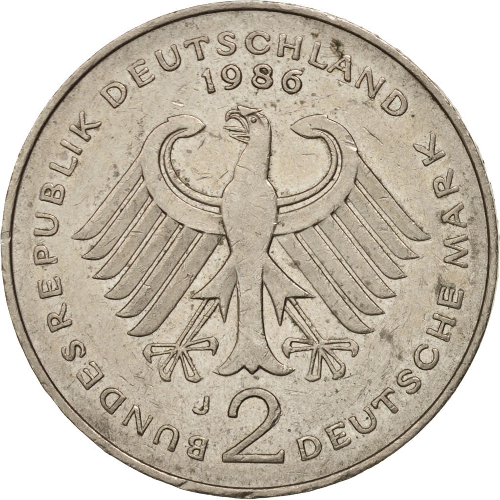 GERMANY - FEDERAL REPUBLIC, 2 Mark, 1986, Hamburg, AU(50-53), KM:A127