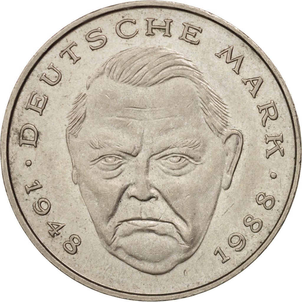Coin, GERMANY - FEDERAL REPUBLIC, 2 Mark, 1989, Karlsruhe, AU(55-58)