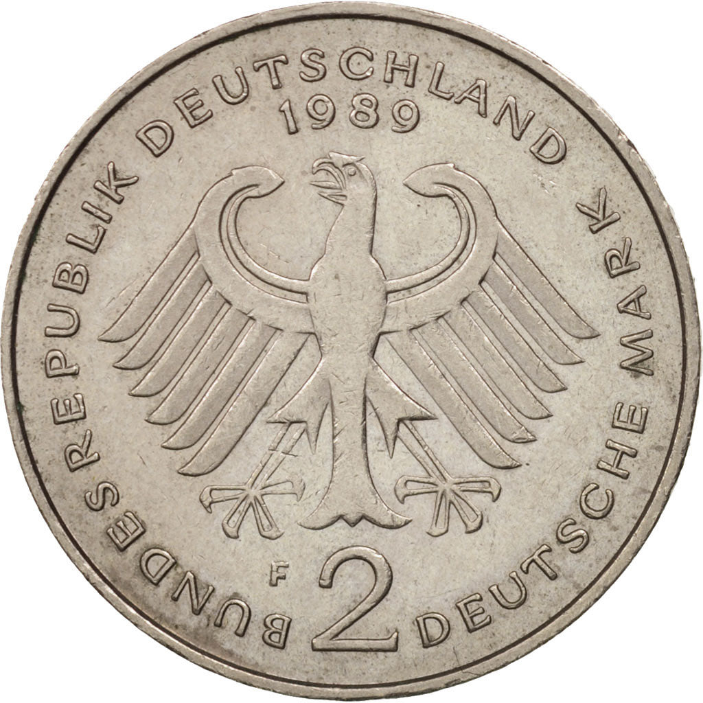 Coin, GERMANY - FEDERAL REPUBLIC, 2 Mark, 1989, Stuttgart, AU(55-58)