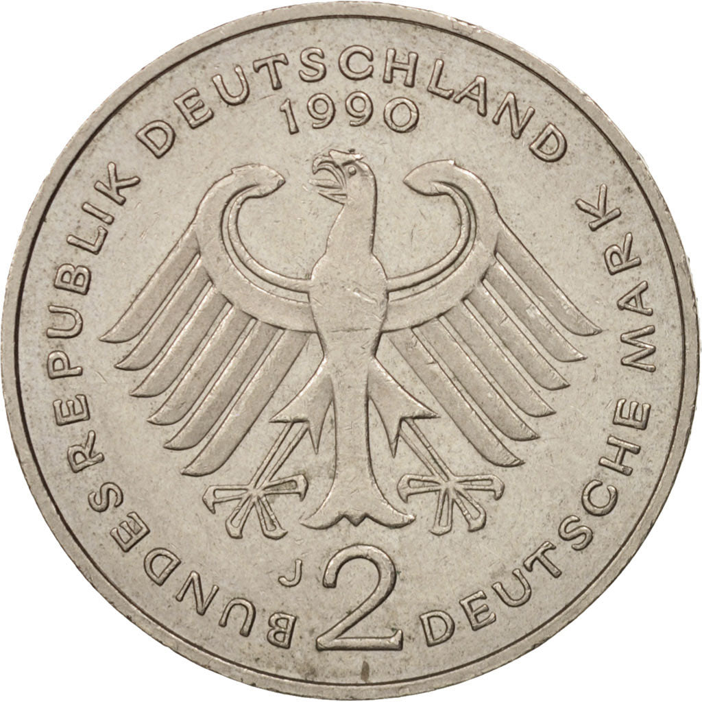 Moneta, GERMANIA - REPUBBLICA FEDERALE, 2 Mark, 1990, Hamburg, SPL-, Nichel
