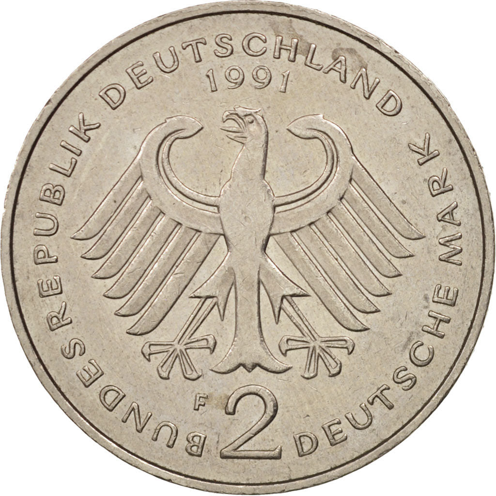 Coin, GERMANY - FEDERAL REPUBLIC, 2 Mark, 1991, Stuttgart, AU(55-58)