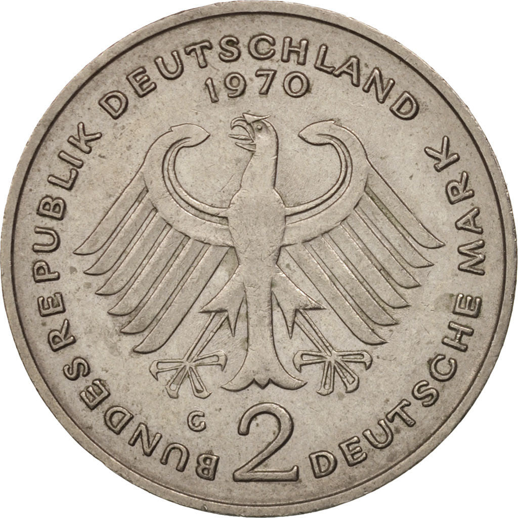 Coin, GERMANY - FEDERAL REPUBLIC, 2 Mark, 1970, Karlsruhe, AU(55-58)