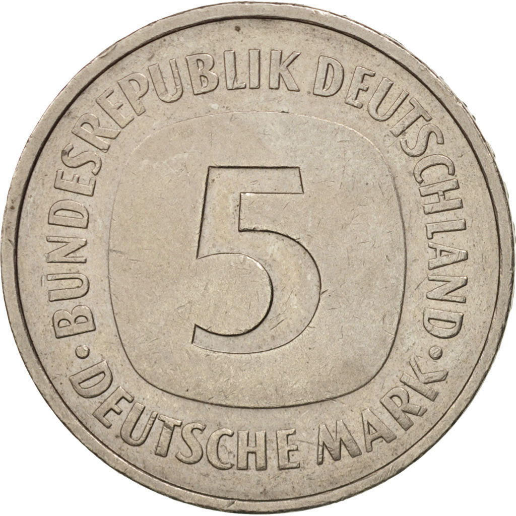 GERMANY - FEDERAL REPUBLIC, 5 Mark, 1980, Stuttgart, AU(55-58), KM:140.1
