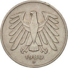 GERMANY - FEDERAL REPUBLIC, 5 Mark, 1980, Munich, AU(50-53), KM:140.1