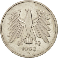 GERMANY - FEDERAL REPUBLIC, 5 Mark, 1992, Karlsruhe, AU(55-58), KM:140.1
