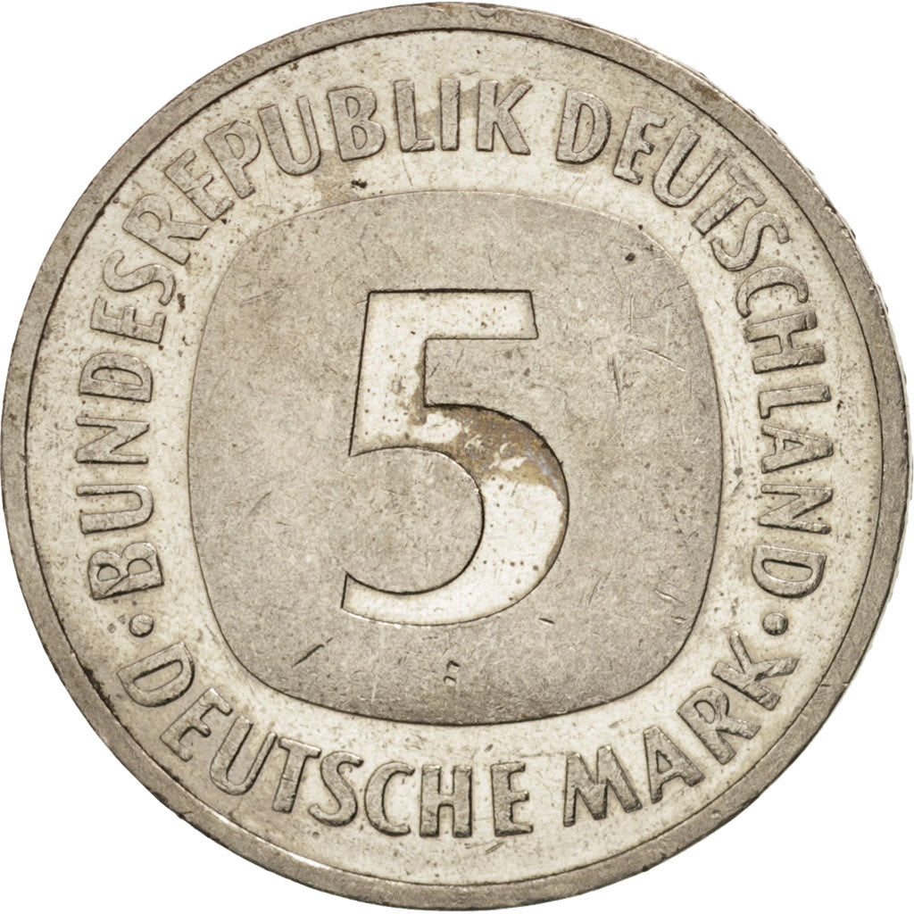 GERMANY - FEDERAL REPUBLIC, 5 Mark, 1992, Karlsruhe, AU(55-58), KM:140.1
