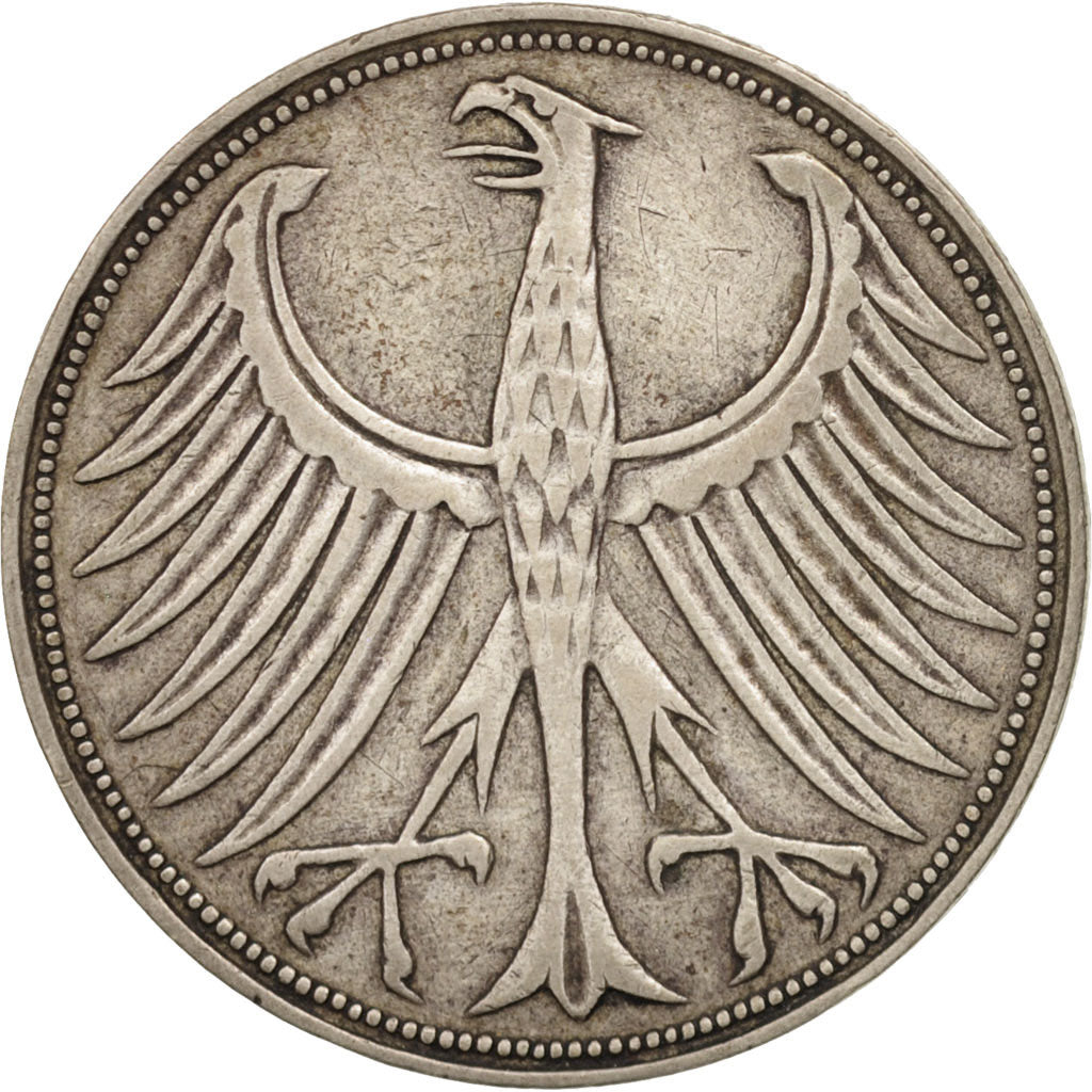 GERMANY - FEDERAL REPUBLIC, 5 Mark, 1951, Munich, EF(40-45), Silver, KM:112.1