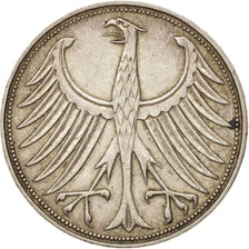 GERMANIA - REPUBBLICA FEDERALE, 5 Mark, 1964, Munich, BB+, Argento, KM:112.1