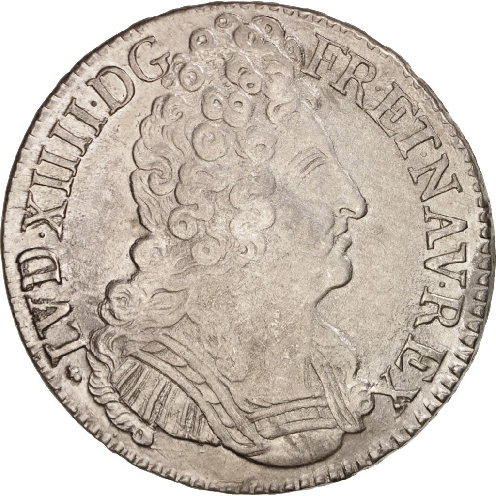 France, Louis XIV, Écu aux 3 couronnes, 1710, La Rochelle, EF(40-45), KM:386.7
