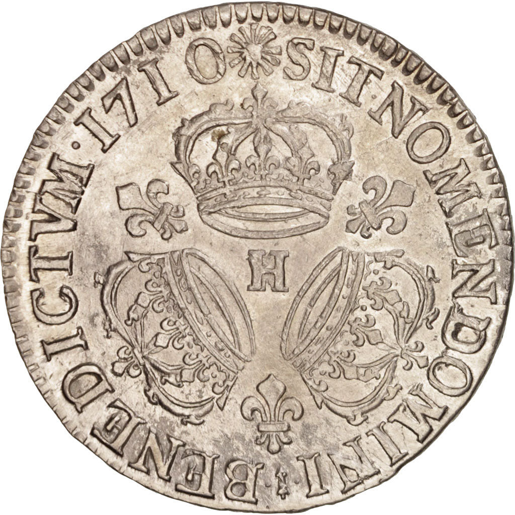 France, Louis XIV, Écu aux 3 couronnes, 1710, La Rochelle, EF(40-45), KM:386.7
