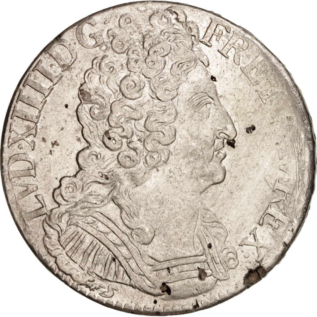 Coin, France, Louis XIV, Écu aux 3 couronnes, Ecu, 1710, Rouen, AU(50-53)