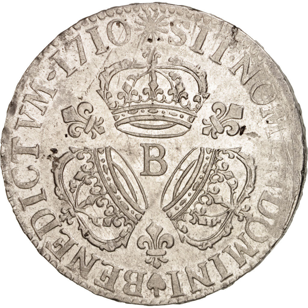 Coin, France, Louis XIV, Écu aux 3 couronnes, Ecu, 1710, Rouen, AU(50-53)