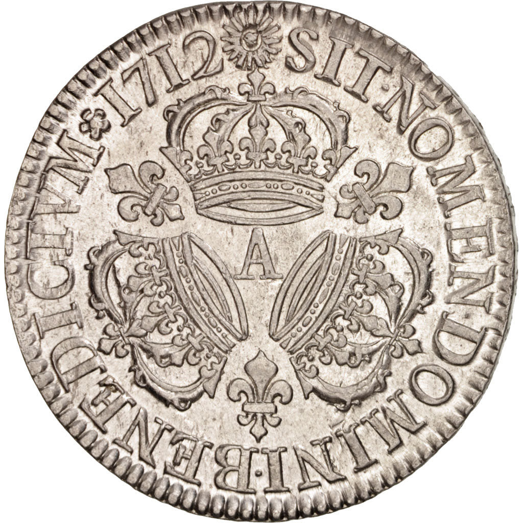 France, Louis XIV, Écu aux 3 couronnes, 1712, Paris, AU(50-53), KM:386.1