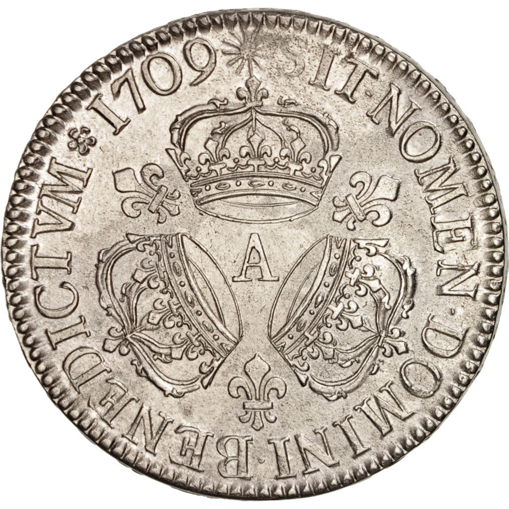 France, Louis XIV, Écu aux 3 couronnes, 1709, Paris, AU(50-53), KM:386.1