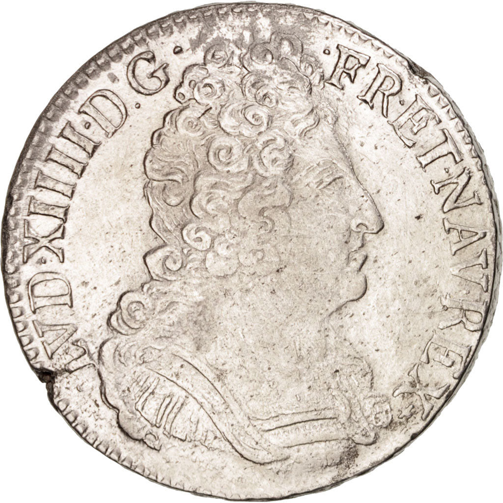 Francia, Louis XIV, Écu aux 3 couronnes, Ecu, 1709, Nantes, BB, Argento, KM:...