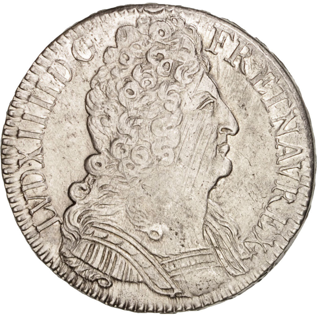 France, Louis XIV, 1/2 Écu aux 3 couronnes, 1710, Paris, AU(50-53), KM:382.1