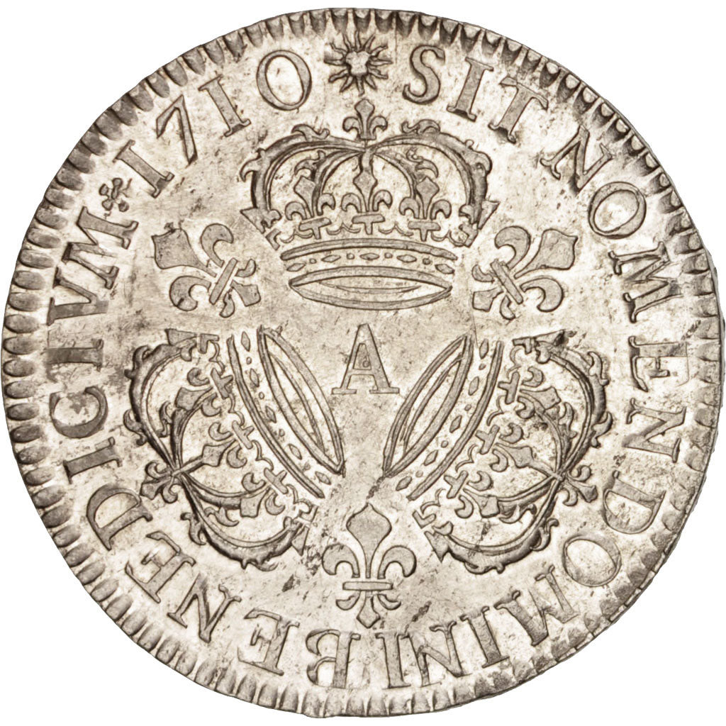 France, Louis XIV, 1/2 Écu aux 3 couronnes, 1710, Paris, AU(50-53), KM:382.1