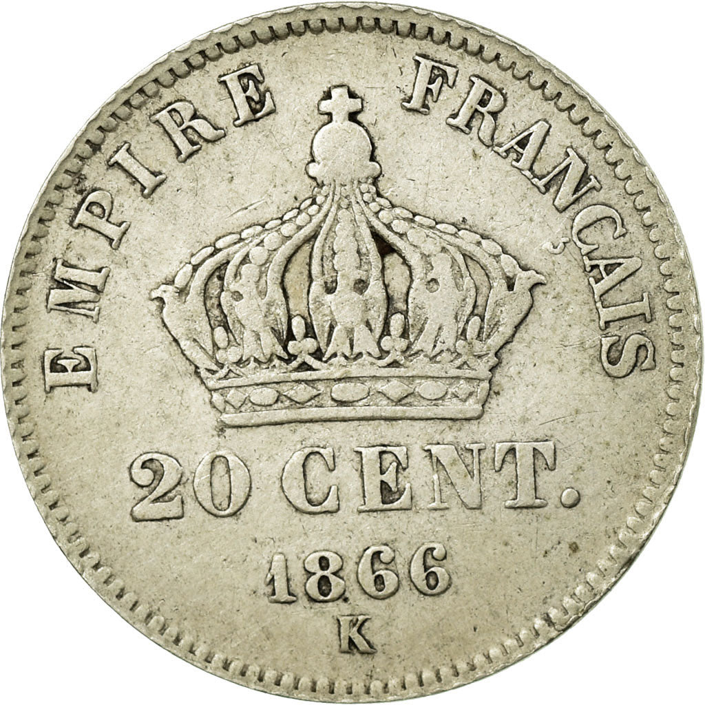 Coin, France, Napoleon III, Napoléon III, 20 Centimes, 1866, Bordeaux