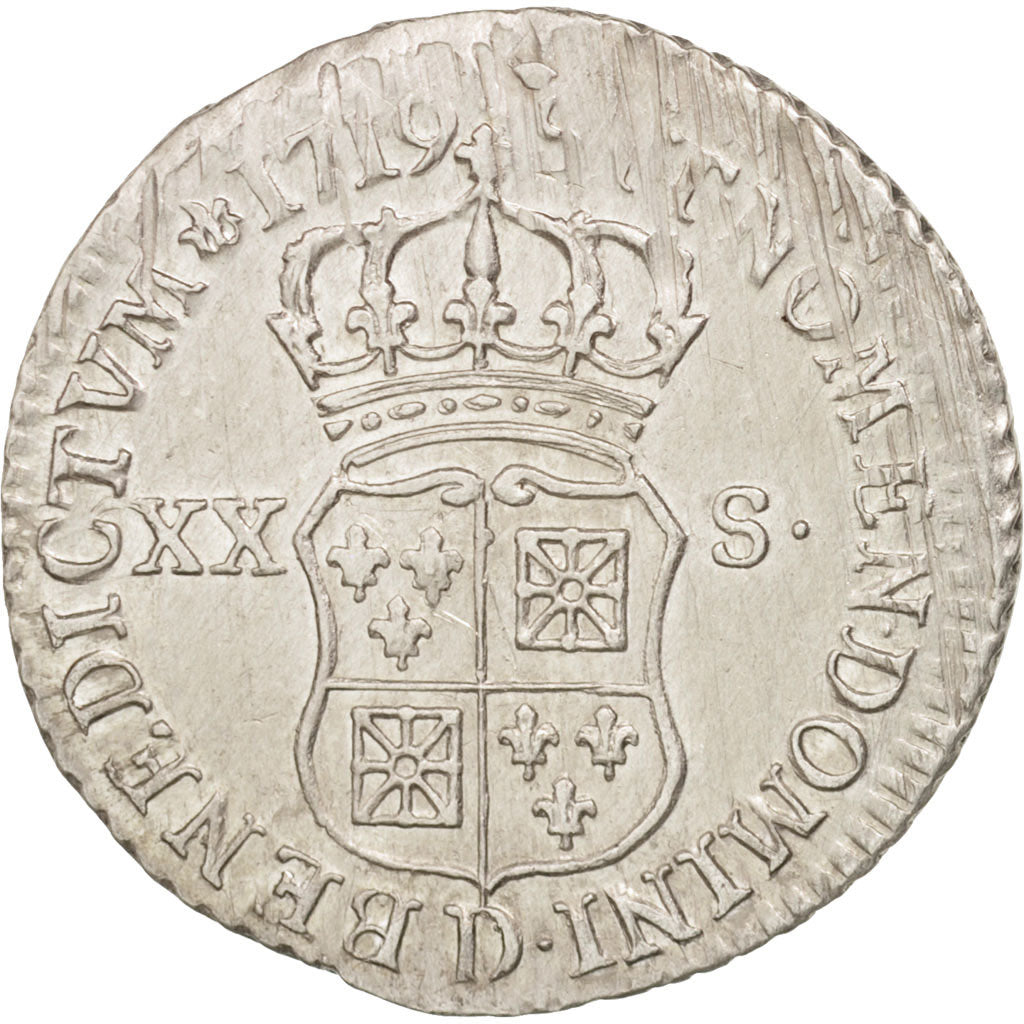 Moneta, Francja, Louis XV, 1/6 Écu (XX – S) de France-Navarre, 20 Sols, 1/6