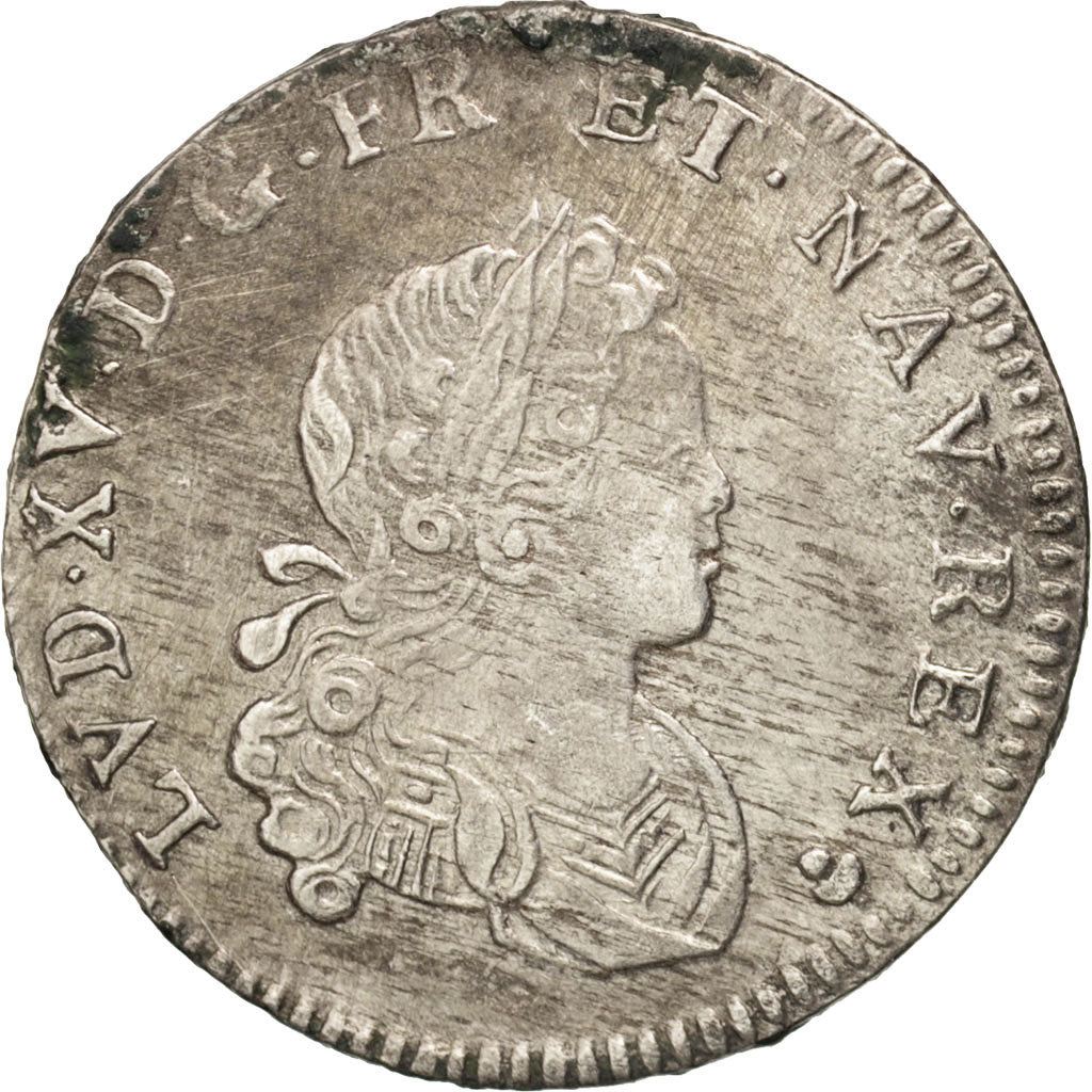 Moneda, Francia, Louis XV, 1/6 Écu (XX – S) de France-Navarre, 20 Sols, 1/6
