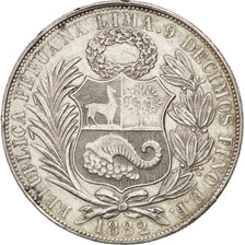 Peru, SOUTH PERU, Sol, 1882, Santiago, EF(40-45), Silver, KM:196.13