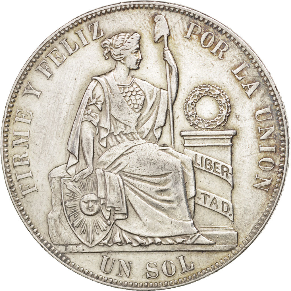 Peru, SOUTH PERU, Sol, 1882, Santiago, EF(40-45), Silver, KM:196.13