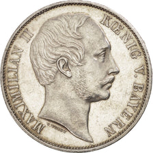 German States, BAVARIA, Maximilian II, Thaler, Vereins, 1863, AU(55-58), KM:852