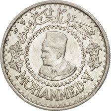 Morocco, Mohammed V, 500 Francs, 1956, Paris, AU(50-53), Silver, KM:54
