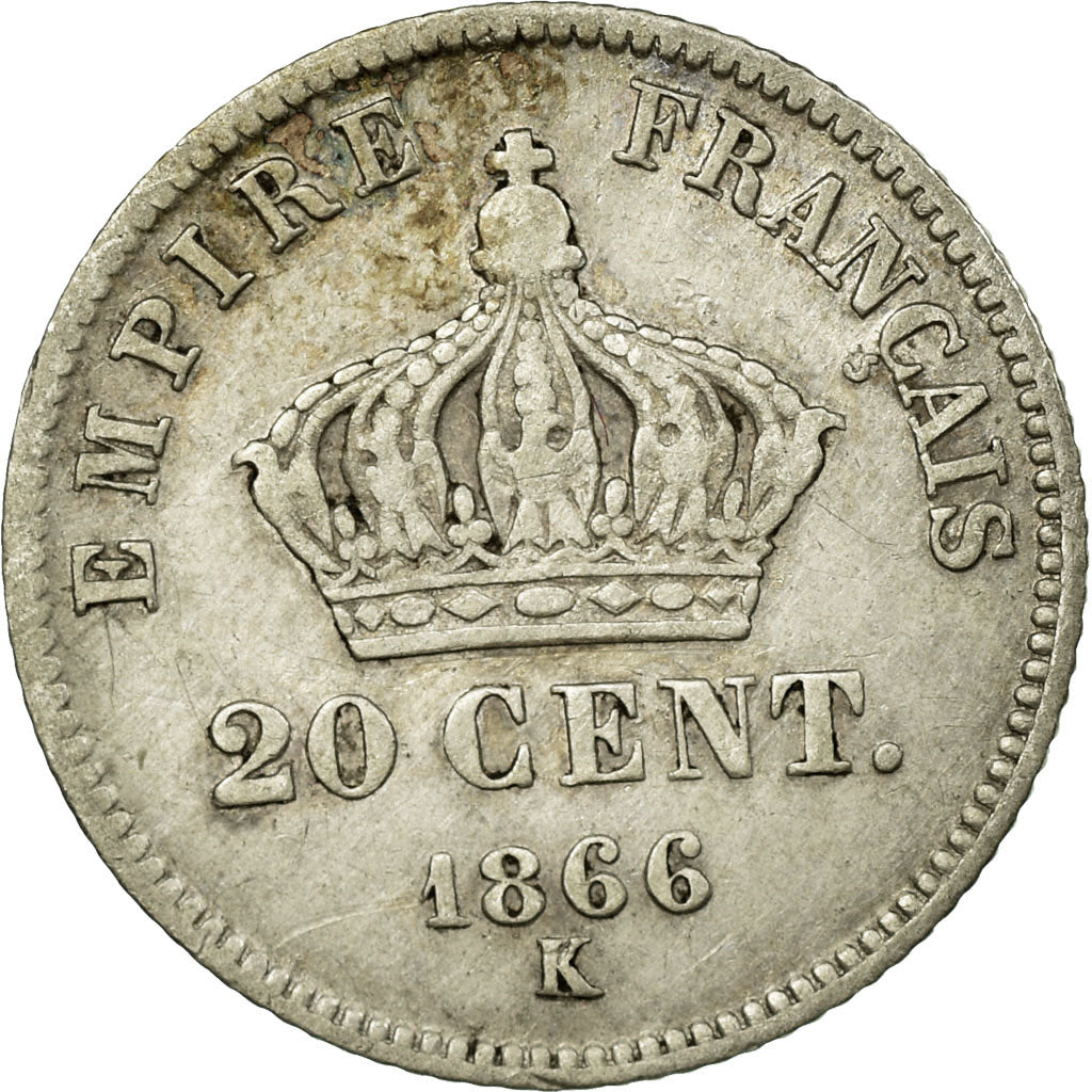Coin, France, Napoleon III, Napoléon III, 20 Centimes, 1866, Bordeaux