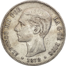 Spain, Alfonso XII, 5 Pesetas, 1878, Madrid, EF(40-45), Silver, KM:676