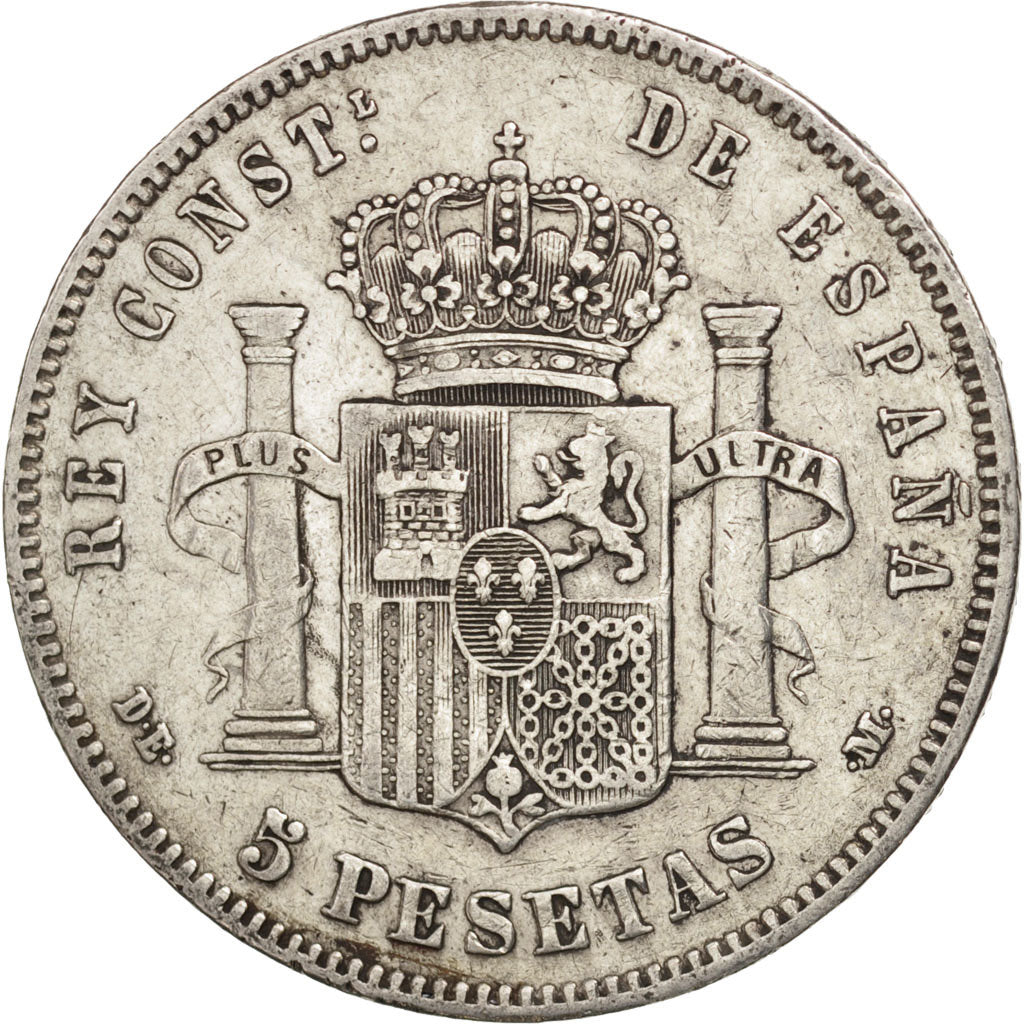 Spain, Alfonso XII, 5 Pesetas, 1878, Madrid, EF(40-45), Silver, KM:676
