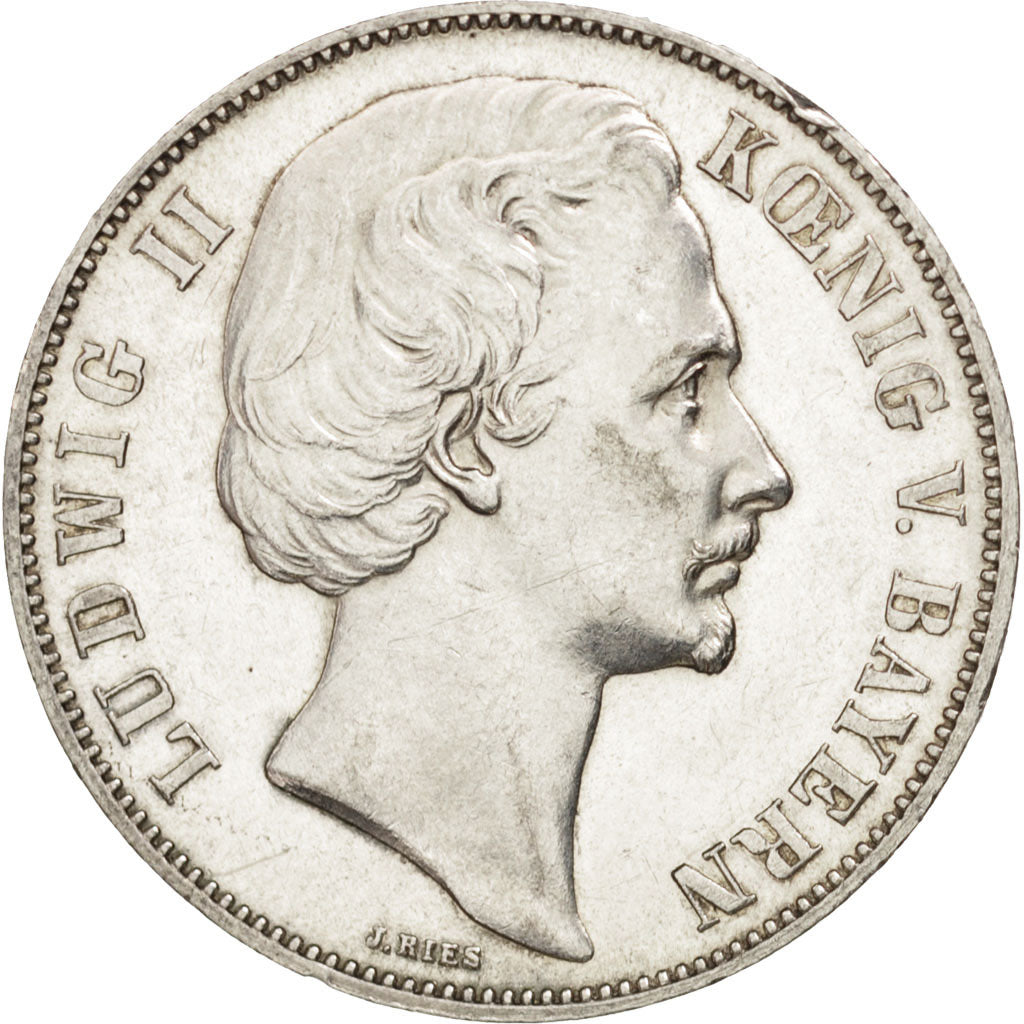 German States, BAVARIA, Ludwig II, Thaler, 1871, AU(55-58), Silver, KM:889
