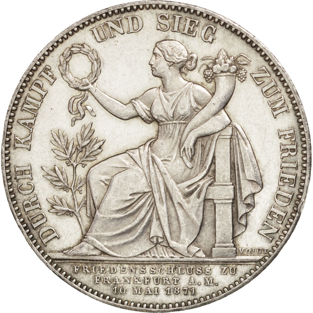 German States, BAVARIA, Ludwig II, Thaler, 1871, AU(55-58), Silver, KM:889