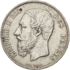 Belgium, Leopold II, 5 Francs, 5 Frank, 1873, EF(40-45), Silver, KM:24